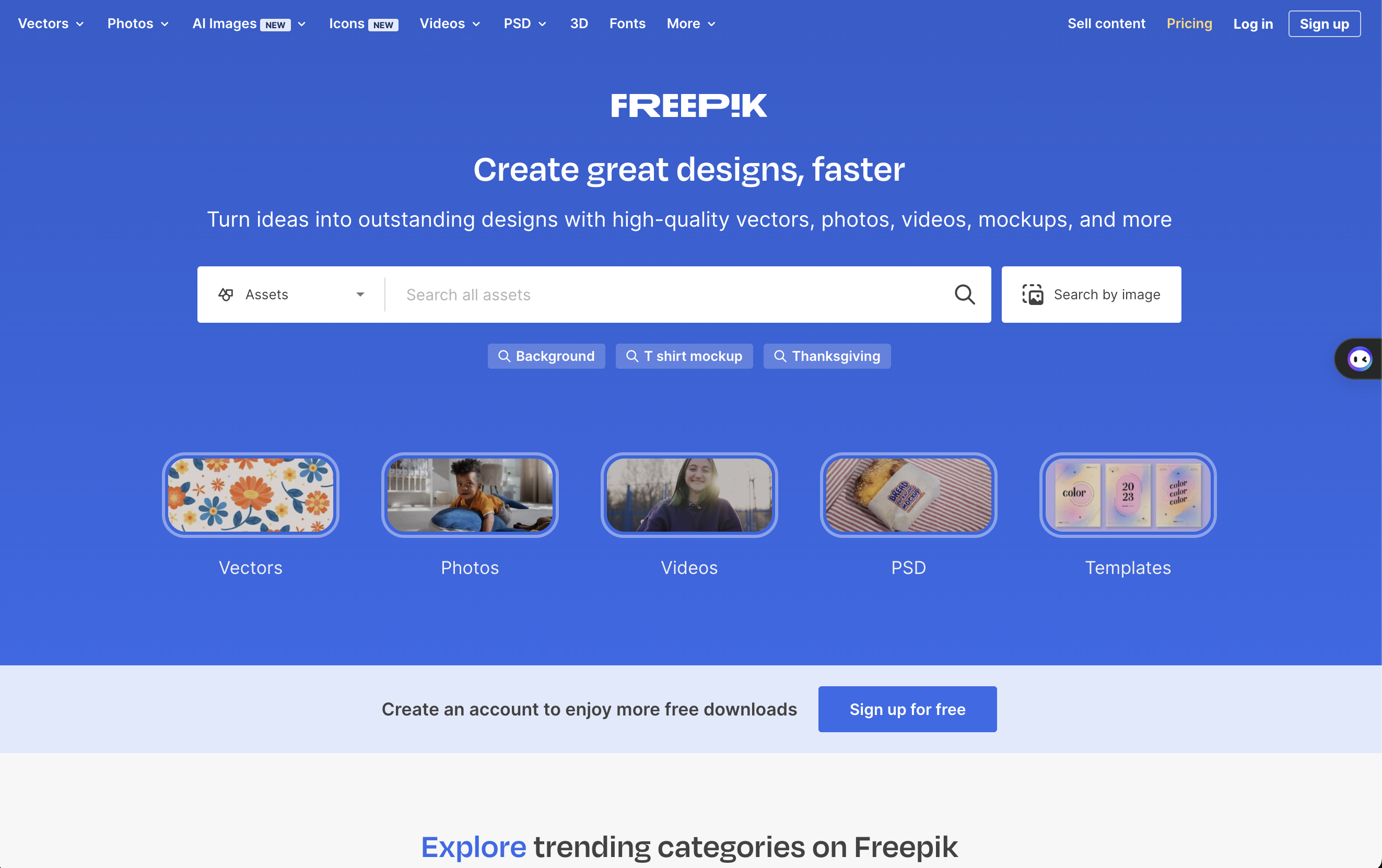 Screenshot - Freepik site