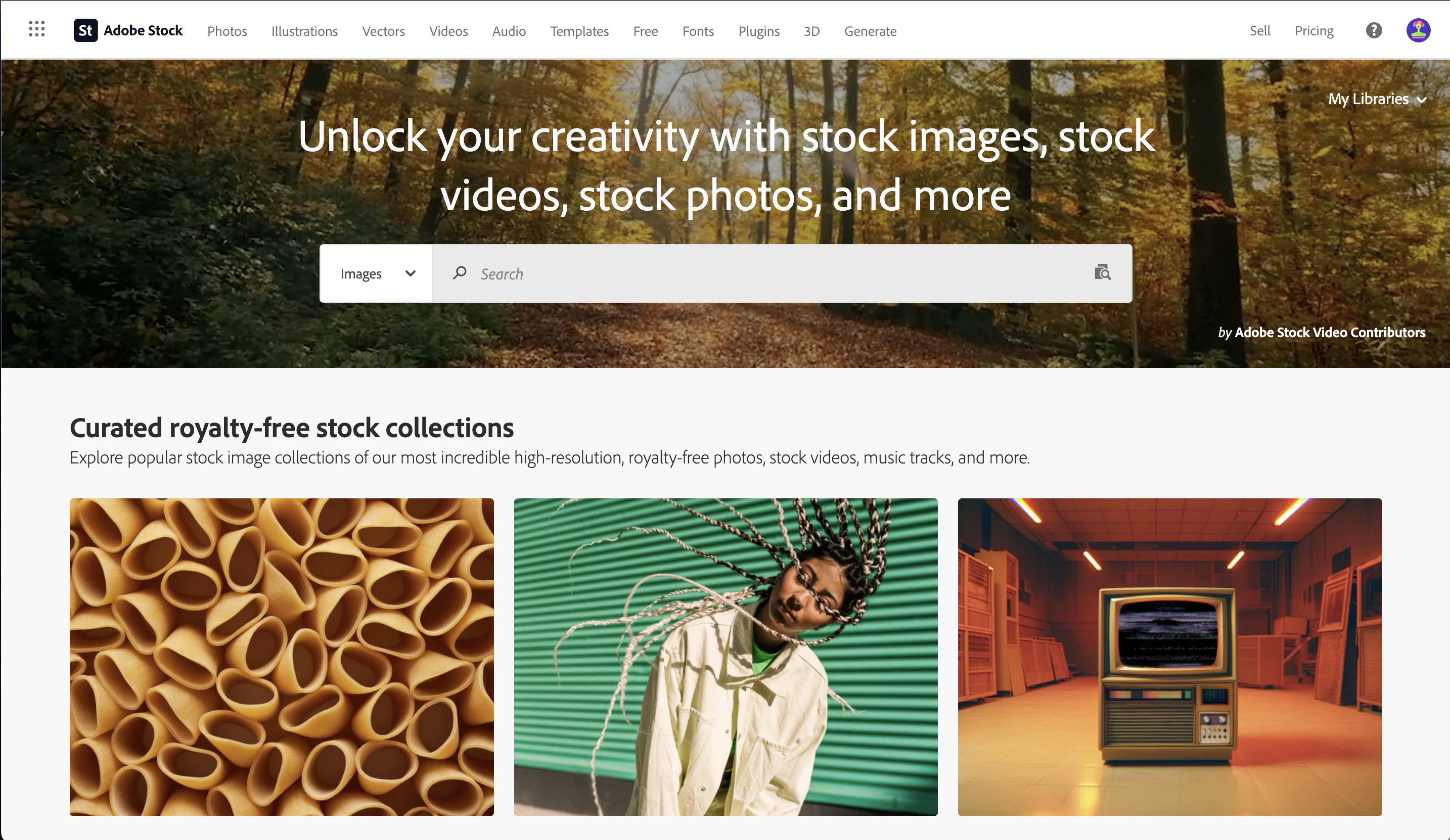 Screenshot of Adobe Stock site